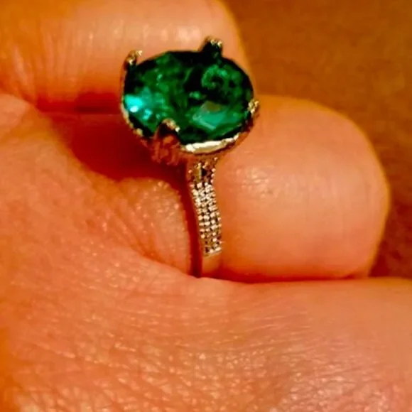 925 Sterling Silver Huge GREEN Flawless Paraiba Tourmaline RING - Picture 3 of 8